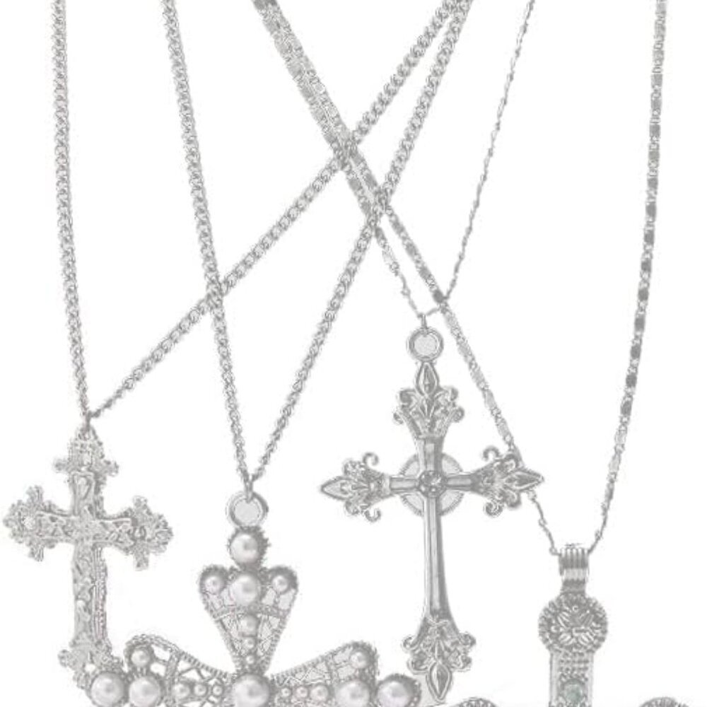 Hypoallergenic Cross Pendant Necklace Set - Elegant Y2K Layered Style for Women